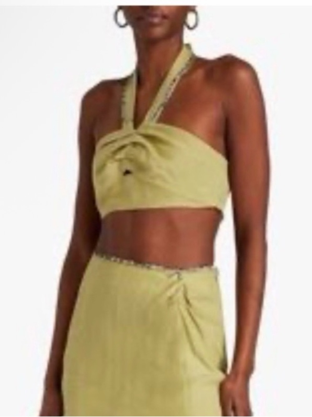 Olive Green Halter Crop Top & Skirt Set - Women Skirt size 4 - Picture 2 of 8